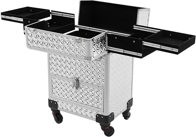 Large Capacity Makeup Organizer for Professional, Stylist Beauty Salon Cosmetic Luggage, Travel Makeup Case with Lock, for Barber Stores, Hairdressing Colleges, Homes
