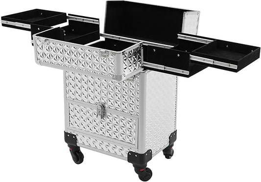 Large Capacity Makeup Organizer for Professional, Stylist Beauty Salon Cosmetic Luggage, Travel Makeup Case with Lock, for Barber Stores, Hairdressing Colleges, Homes