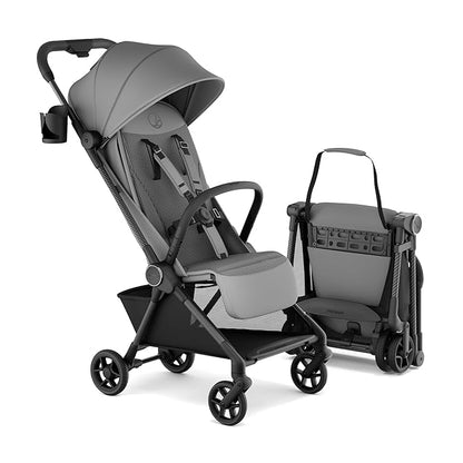 Mompush Nexis Carbon Travel Stroller, Ultra-Lightweight 11.5 lbs, Compact & Airplane Carry-On Approved, One-Second Auto-Fold, One-Hand Full Recline, from Birth to 50 lbs, JPMA Certified