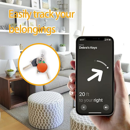 Leather Keychain Case Holder Compatible with Apple AirTag, GPS Airtag Keychain Finder Tracker with Key Ring, Anti-Scratch Protective Air Tag Cover