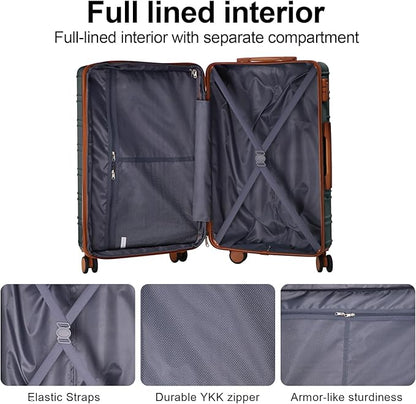 4 Piece Luggage Set Expandable ABS Travel Suitcase Set TSA Lock Hardshell Durable Lightweight Traveling Luggage Sets Gift for Back to School (Amy Green, 28in26in20in13in)