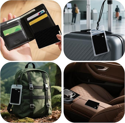 Wallet Tracker Card, Slim Rechargeable Bluetooth Item Locator, Smart Finder Compatible with Apple Find My for Wallet, Luggage, Passport, IP68 Waterproof (iOS Only) (Carbon Fiber Black)