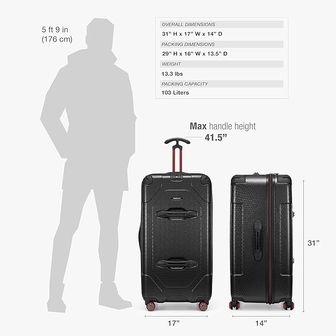 Traveler's Choice Maxporter II 30" Hardside Spinner Trunk Luggage, TSA Lock, Black