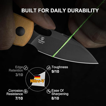 Kizer Parakeet EDC Pocket Knife, 2.46" Nitro-V Blade Folding Knife with Micarta Handle, Thumb Hole Opener Small EDC Knives for Men Women Camping Hunting V2706A3