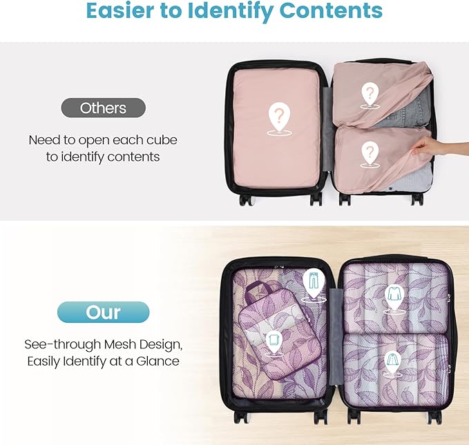 Cambond Compression Packing Cubes for Travel Women - Expandable Travel Bags Luggage Organizers Travel Essentials Compression Cubes for Travel Carry on Suitcases Organizer