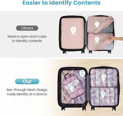 Cambond Compression Packing Cubes for Travel Women - Expandable Travel Bags Luggage Organizers Travel Essentials Compression Cubes for Travel Carry on Suitcases Organizer