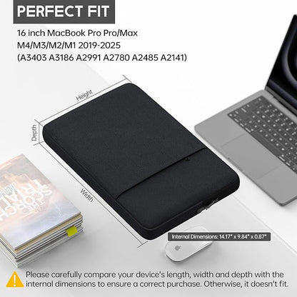 16 inch 360° Protective Laptop Sleeve Case for 2025-2021 MacBook Pro 16 inch M4 M3 M2 M1 Pro/Max A3403 A3186 A2485 A2780 A2991,Shockproof Water-Resistant Bag Cover w/Accessory Pocket