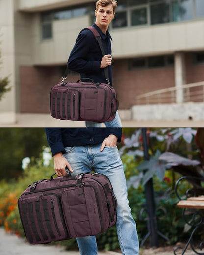 Gonex Travel Backpack, Large Carry-On Nylon Duffle Bag, 3-in-1 Convertible Laptop Bag for Men & Women, Durable for Work & Weekend Travel (Dark Red)