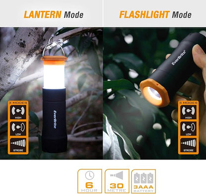 EverBrite 2-in-1 Mini Lanterns and Flashlights with 3 Modes, 2 Pack Portable Outdoor LED Zoomable Torches, Camping Essentials for Hurricane, Hiking, Night Walking, Emergency, Outdoor Christmas Lights