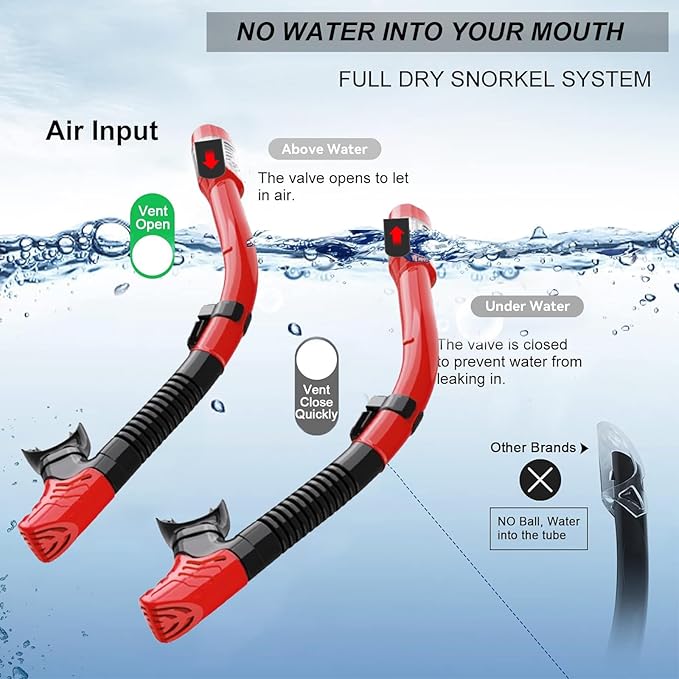 Snorkeling Gear for Adults,Dry-Top Snorkel Mask Set with Tempered Glass,Anti-Fog & Anti-Leak Panoramic Swim Mask,Adjustable Snorkel Kit with Carry Bag for Scuba Diving,Swimming,Travel