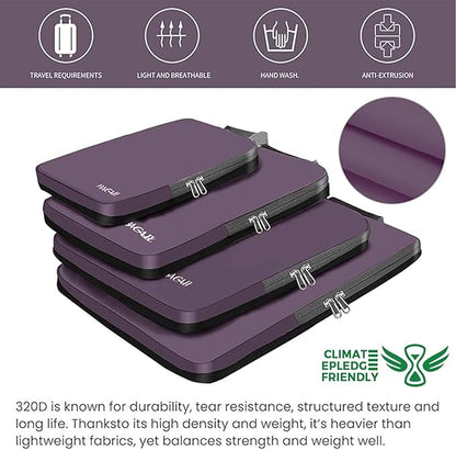 BAGAIL 4 Set/6 Set/8 Set Compression Packing Cubes Travel Accessories Expandable Packing Organizers (Cloth Pattern, 4-Dark Greyish)