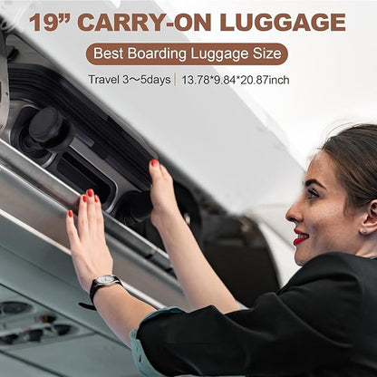 OUZZO Carry On Luggage with Spinner Wheels 19 Inch PC Expandable Hardshell Suitcases Lightweight Travel Luggage TSA Lock Business Trip (grey, carry on 19")