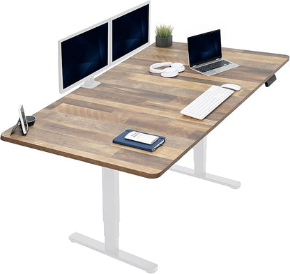VIVO Electric 71 x 36 in Dual Motor Sit Stand Desk, Memory Height Adjustment, 2B Series, Reclaimed Wood Top White Frame, DESK-KIT-2W7P-36