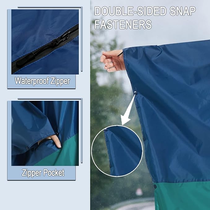 Fashion Hooded Rain Poncho Waterproof Raincoat Jacket with pocket for Women/Men/Adult