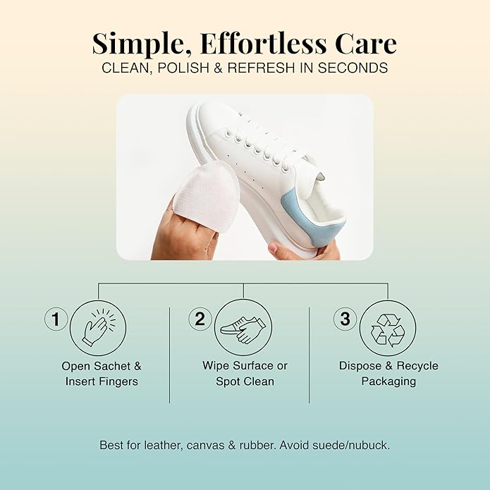 PROPR Premium Petal Design Shoe Cleaning Mitt (5 Pack) – Leather Handbag & Travel Shoe Cleaner Mitts with Bergamot Scent – Non-Toxic Individually Wrapped Double Sided Boot Cleaning Mitts