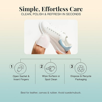 PROPR Premium Petal Design Shoe Cleaning Mitt (5 Pack) – Leather Handbag & Travel Shoe Cleaner Mitts with Bergamot Scent – Non-Toxic Individually Wrapped Double Sided Boot Cleaning Mitts