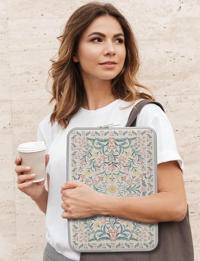 iCasso Laptop Sleeve 13 inch for MacBook Air 13-13.6 inch, Cute Laptop case for MacBook Pro 13 inch, Slim Protective Travel Carrying Case for MacBook Pro 14 inch, Chromebook, HP, Pink Boho Floral
