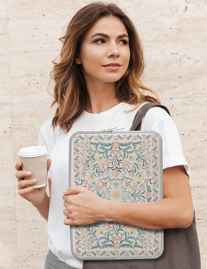 iCasso Laptop Sleeve 13 inch for MacBook Air 13-13.6 inch, Cute Laptop case for MacBook Pro 13 inch, Slim Protective Travel Carrying Case for MacBook Pro 14 inch, Chromebook, HP, Pink Boho Floral