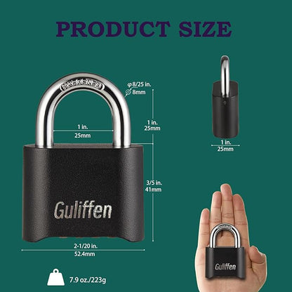 7 Pack Combination Lock 4 Digit Locks with Code Outdoor Weatherproof Padlock, Locks of Metal for Gate, Shed, Storage Unit (Black)