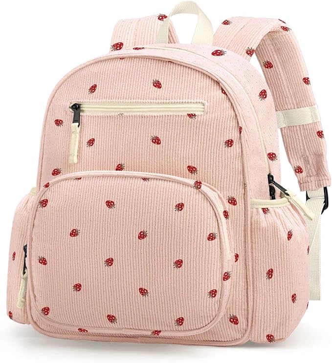 Corduroy Kids Backpack for Girls, Girls Backpack 5-9, Kindergarten Elementary School Bookbag for Girl 15.3" H Fit Folder