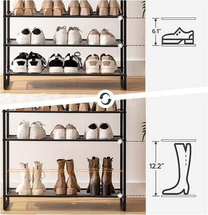HOOBRO 10-Tier Shoe Rack, 39.4" L Shoe Storage Organizer, Large Capacity Shoe Shelf for Front Door Entrance, Entryway, Hallway, Holds 45-50 Pairs of Shoes, Closet, Rustic Brown BF171XJ01