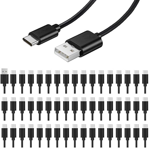 weishan 50-Pack USB C Charger Cable - Multipack USB to Type-C Bulk Charging Cords, USB 2.0 for Phones and Tablets, 3.3ft