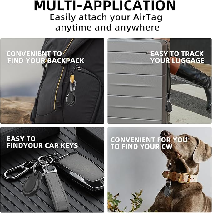 Waterproof Holder for AirTag Keychain Lock Case for Apple AirTags Keyring Durable Lightweight Cover for AirTag for Keys Kids Luggage Backpacks Pet Collar Black 4Pack