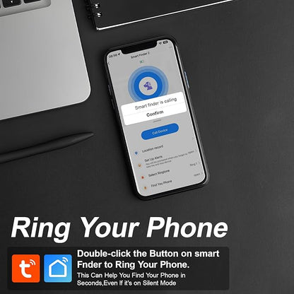 Tacker Tags-2 Pack, Bluetooth Tracker, Keys Finder and Item Locator for Keys, Bags Luggage, Suitcases and Wallet, Tracking Tags, Works with TUYA APP, Both iOS and Android Compatible, White