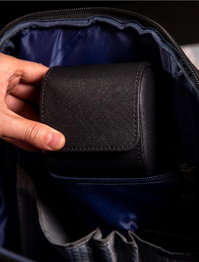 MR.OKAY Single Watch Travel Case-Classic Leather Watch Case With Superb Texture.Portable Watch Roll Or Organizer For Storage And Display. Best Travel Gift for Men,All Handcrafted By Artisans.