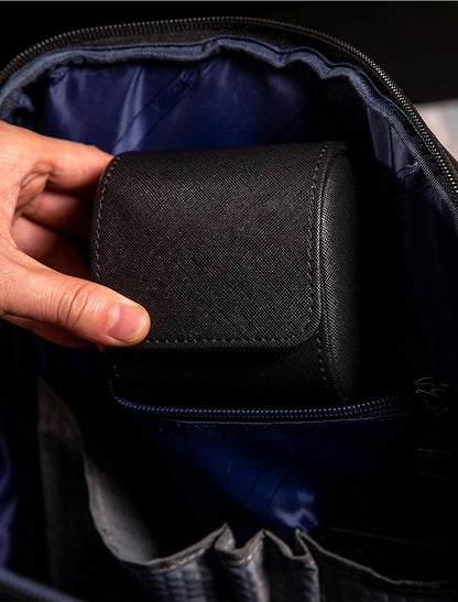 MR.OKAY Single Watch Travel Case-Classic Leather Watch Case With Superb Texture.Portable Watch Roll Or Organizer For Storage And Display. Best Travel Gift for Men,All Handcrafted By Artisans.