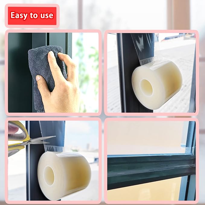 Birllaid Transparent Window Weather Sealing Tape, 2 Inch x 55 Yards (165 FT), Window AC Insulation Air Conditioner Sealing Tape, No Residue, Clear