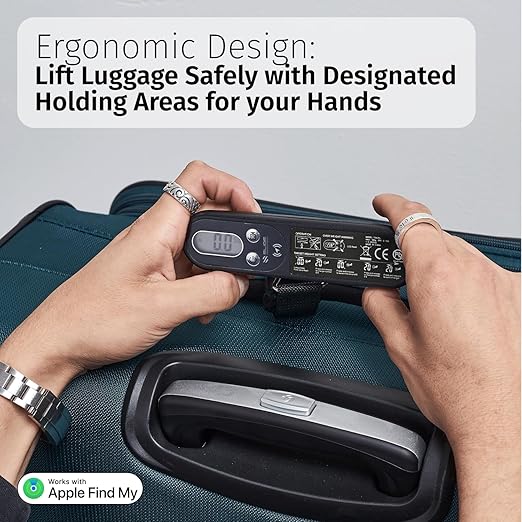 SLIDE INNOVATIONS Digital Luggage Scale, Compatible with Apple Find My (iOS), Suitcase Weight Scale and Tracker, Luggage Weighing Scale with 110-Pound Weight-Indicator Limit, Travel Accessory