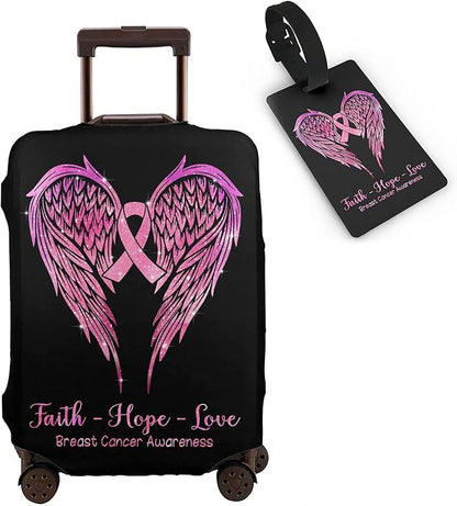 Travel Suitcase Protector Breast Cancer Pink Ribbon Elastic Protective Washable Luggage Cover With Concealed Zipper Suitable For 18-32 Inch(S (for 18--21 inch luggage))