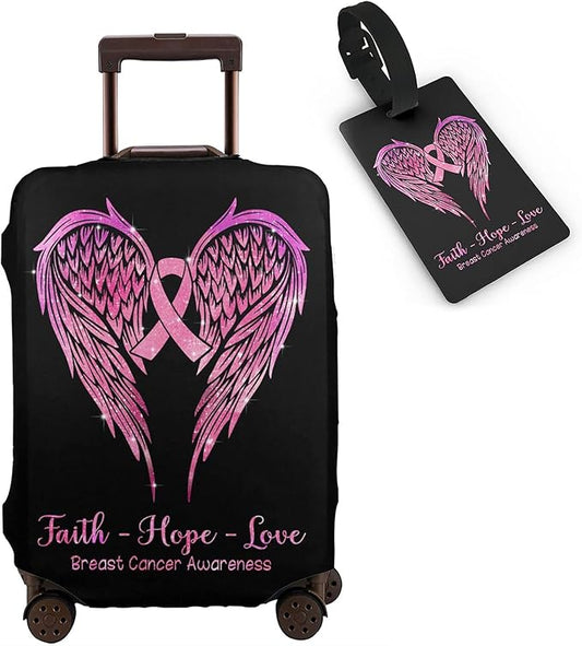 Travel Suitcase Protector Breast Cancer Pink Ribbon Elastic Protective Washable Luggage Cover With Concealed Zipper Suitable For 18-32 Inch(S (for 18--21 inch luggage))