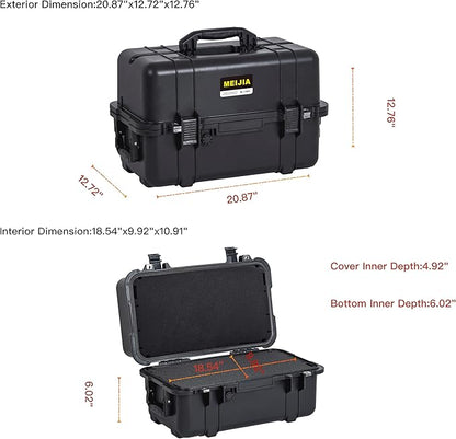 MEIJIA All Weather Waterproof Hard Camera Case,Hard Case,With Customized Fit Foam Included, Elegant Black,Fit for Drones,camera,lens (20.87"x12.72"x12.76")