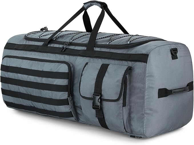Gonex 130L Extra Large Duffel Bag for Men, Heavy Duty 3 in 1 Convertible Carry Travel Duffle, with Shoe Compartment, Tactical Loops, Sports Gear Bag for Family Trips (Gray)