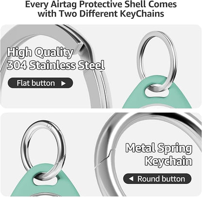 Holder for Air Tags-4 Pack for Apple for AirTag Holder Keychain, Waterproof TPU Shell Protective Case with Keychain, for Air tag Accessories for GPS Item Tracker, Yellow/Pink/Purple/Green