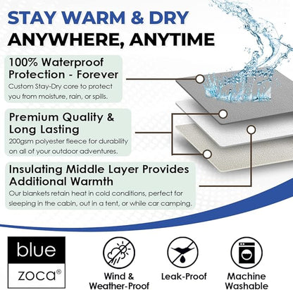 Beach Blanket Waterproof Sandproof Waterproof Blanket for Camping, Hiking, Outdoor Sporting Events, Picnics & More | Machine Washable & Pet Friendly | Travel Size - 65x50in Gray