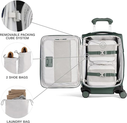 Travelpro VersaPack+ Lightweight Softside Expandable Carry on Luggage, 8 Spinner Suitcase, TSA Lock, Men and Women, Carry On 21-Inch, Desert Sage Green