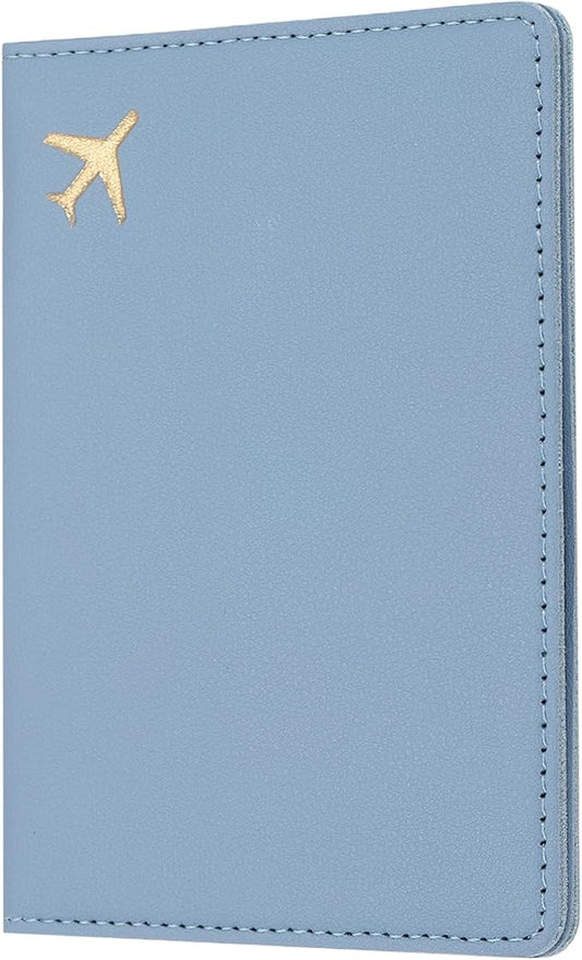 uxcell Passport Cover Holder, Waterproof PU Leather Passport Cover Card Protector Sleeve for Women & Men Document Organizer Travel Accessories for Anniversary Wedding Gift, Blue