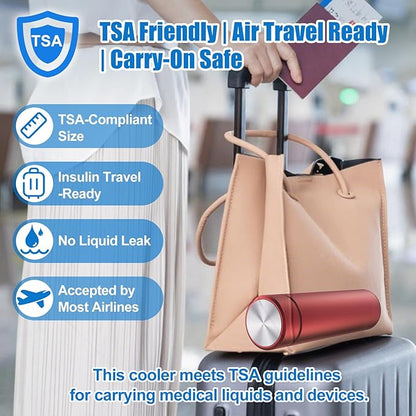 Insulin Travel Case TSA Approved – Durable Diabetic Injection Travel Case for 2-3 Pens – Medication Cooler for Travel with Reusable Gel Ice Pack for Diabetes Supplies (Red)