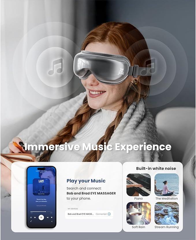 BOB AND BRAD Eye Massager with Heat and Cooling FSA Eligible, EyeOasis 3 Eye Mask for Migraine, Heated Face Massager for Dry Eye Strain Relief Improve Sleep, White Elephant Christmas Gifts for Men