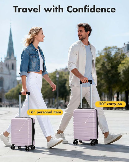 Lekesky 16 Inch Underseat Carry On Luggage Airline Approved, Small Hard Shell Suitcase with TSA Lock Spinner Wheels, Lightweight Personal Item Carry-On for Travel, Purple