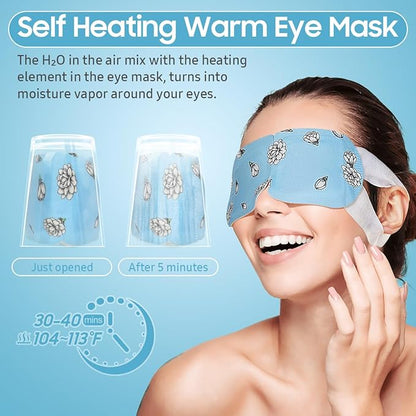 20 Packs Steam Eye Mask, Heated Eye Mask Warm Compress for Eyes, Disposable Self Heating Steam Mask Sleep, Spa, Travel Essentials & Relaxation Gifts for Women, Stocking Stuffers (Jasmine)