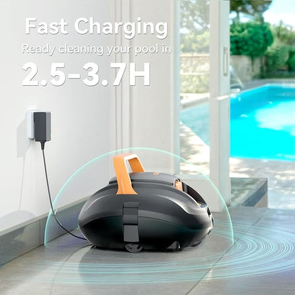 Upgrade Cordless Robotic Pool Vacuum for Above Ground Pool - Dual-Motor Automatic Pool Cleaner with 120Mins Runtime, Easy One-Button Operation for Flat In-Ground and Above Ground Pools