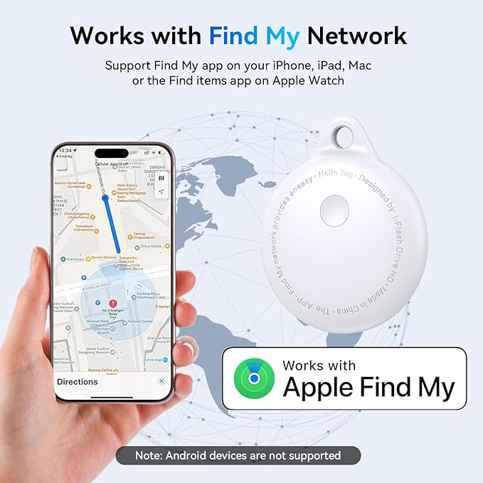 Smart Tags-4 Pack, Smart Bluetooth Tracker Work with Apple Find My, Key Finders and Find My Tracker, Game Changer Waterproof Smart Tag with Key Ring Tracker Tag for Keys/Luggage/Wallet