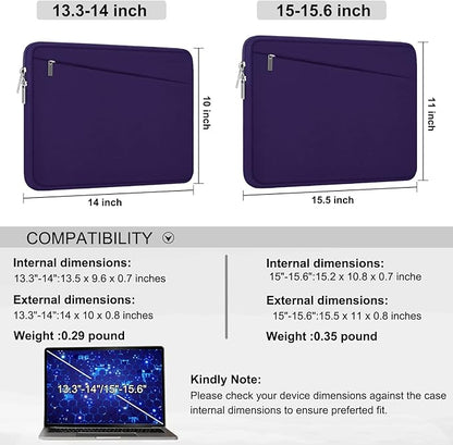 15.6 inch Laptop Sleeve, Durable Carrying Bag Protective Case Briefcase Handbag with Front Pocket, Slim Computer Cover for 15-16 Inch HP, Dell, Lenovo, Asus, Notebook, Purple