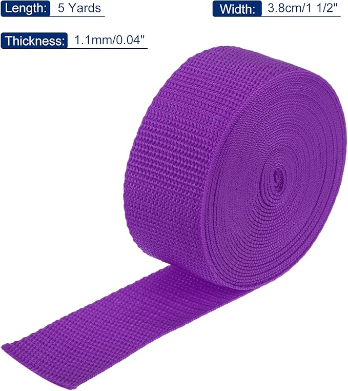 MECCANIXITY Lightweight Polypropylene Webbing Strap 1 1/2" 5 Yard Backpack Strapping Band Purplish Red for Outdoor Luggage Cargo Straps