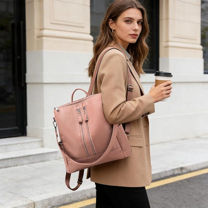 Genuine Leather Backpack Purse for Women: Fashion Ladies Convertible Backpack Designer Shoulder Handbag for Travel