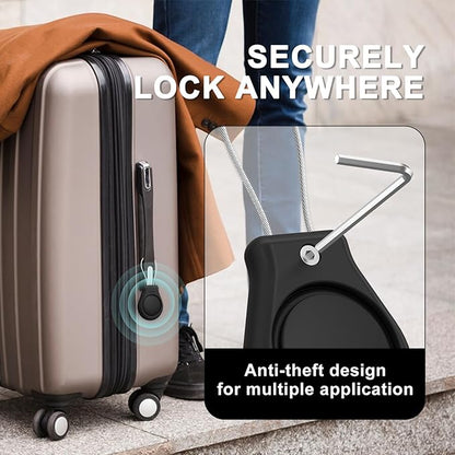 AirTag Holder with Wire Cable Compatible with Apple AirTags, Ultra Durable Anti-Lost Protective Lock Case for Luggage, Key, Backpack (Black)